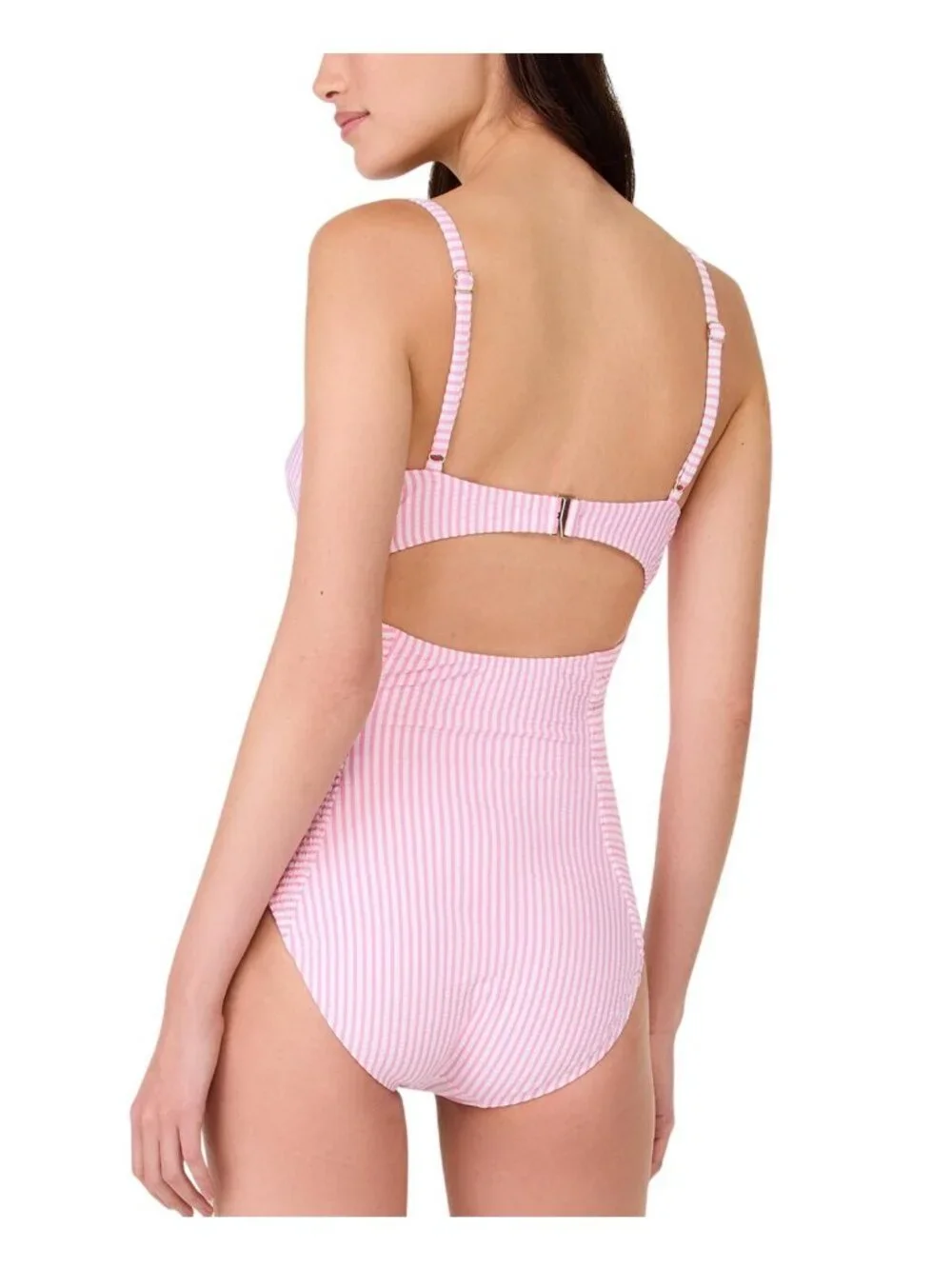 NWT Kate Spade Womens Smocked One-Piece Swimsuit S21502 Begonia Bloom Pink XL